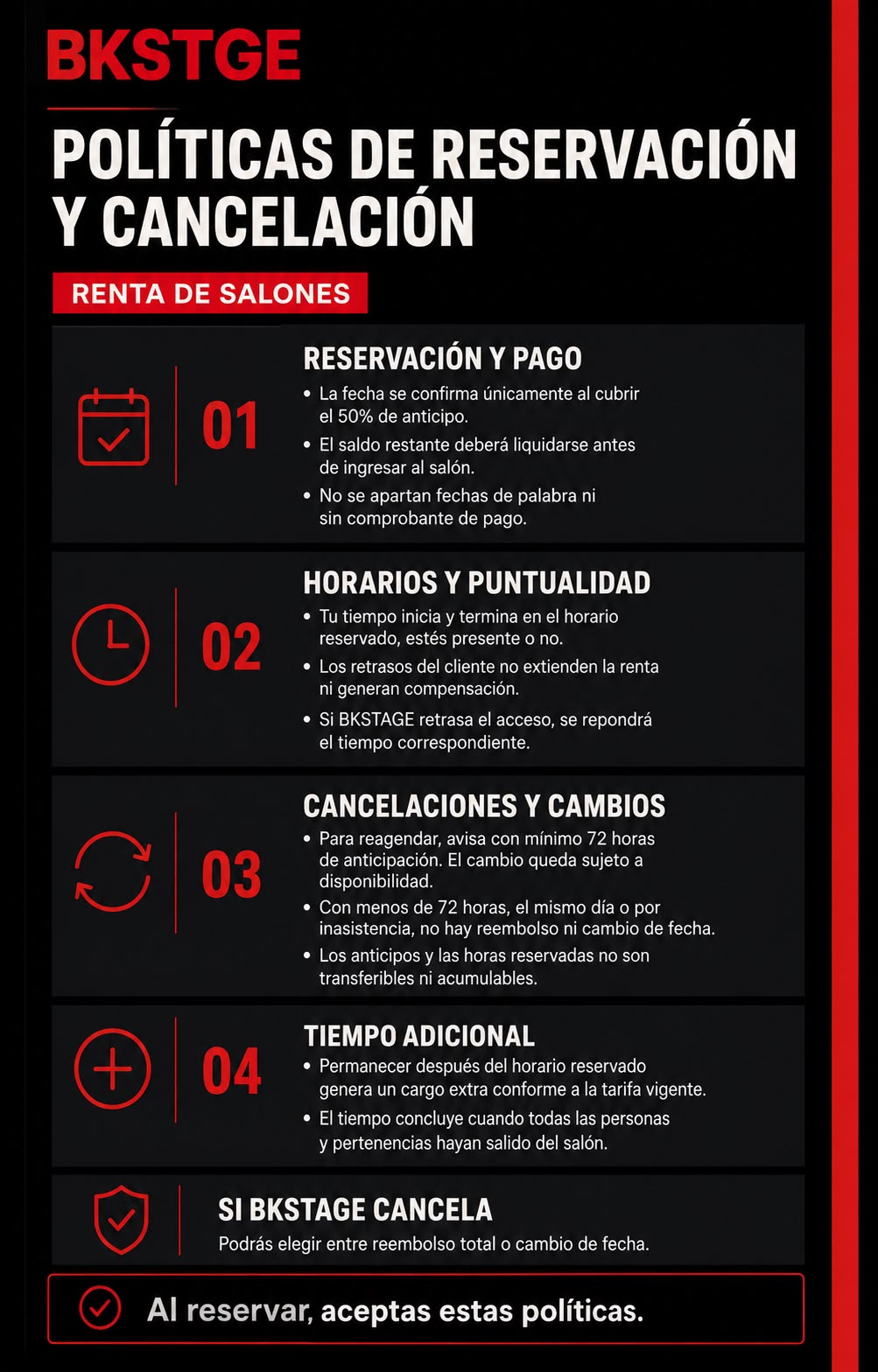 Políticas de Reservación y Cancelación